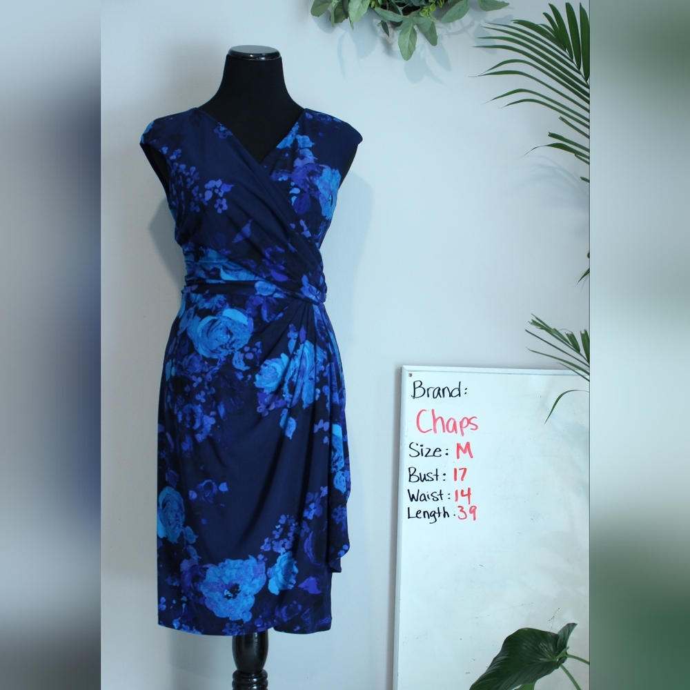 Chaps Blue Floral Midi Dress